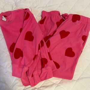 Old Navy Pink and Red Heart Kids Pajama Set